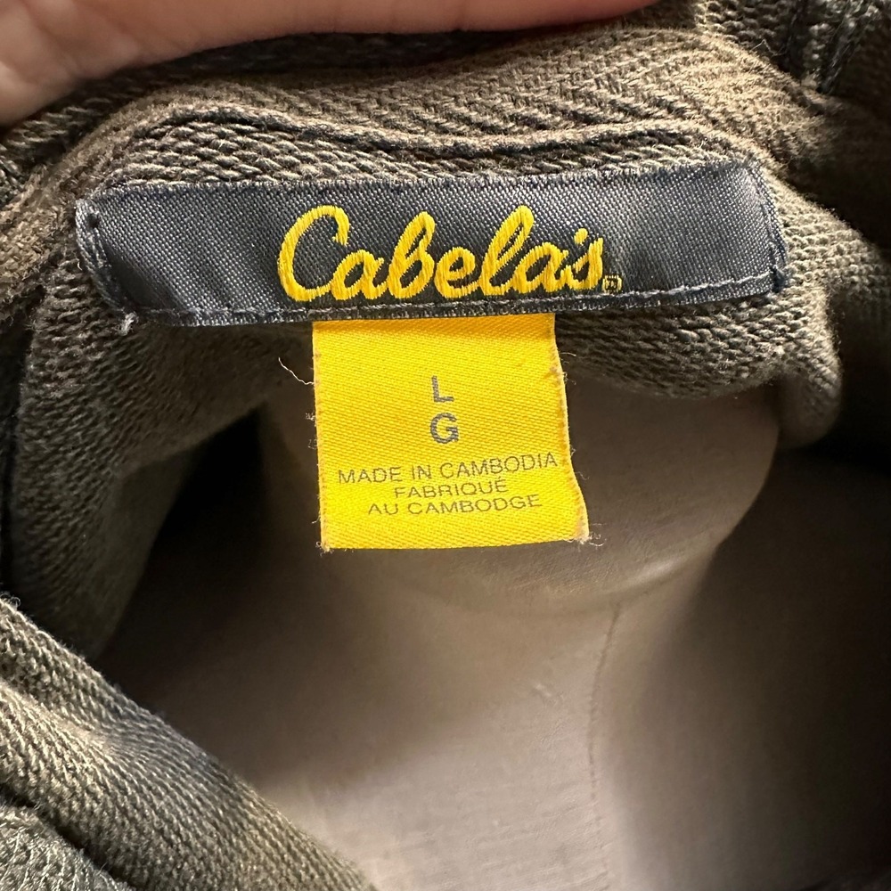 Cabelas Womens Olive Green Henley Hoodie Button‎ Front Kangaroo Pocket Large - Picture 6 of 6